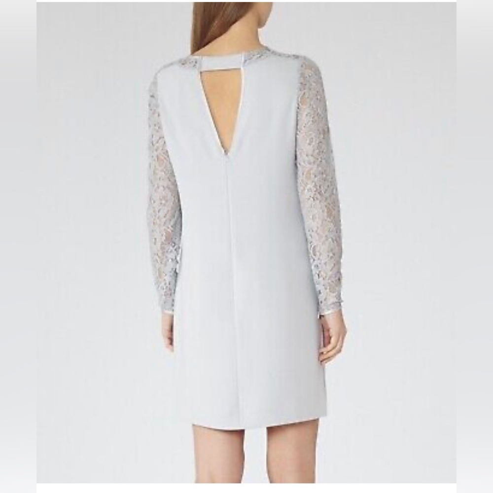 ✨⚡️💥Reiss lace sleeve zipper open exposed back shift dress Sz US 10 - Picture 4 of 14